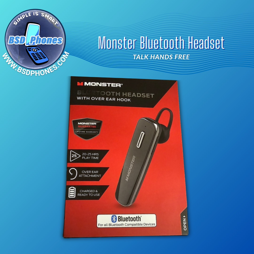 Monster Bluetooth Headset With Over Ear Hook